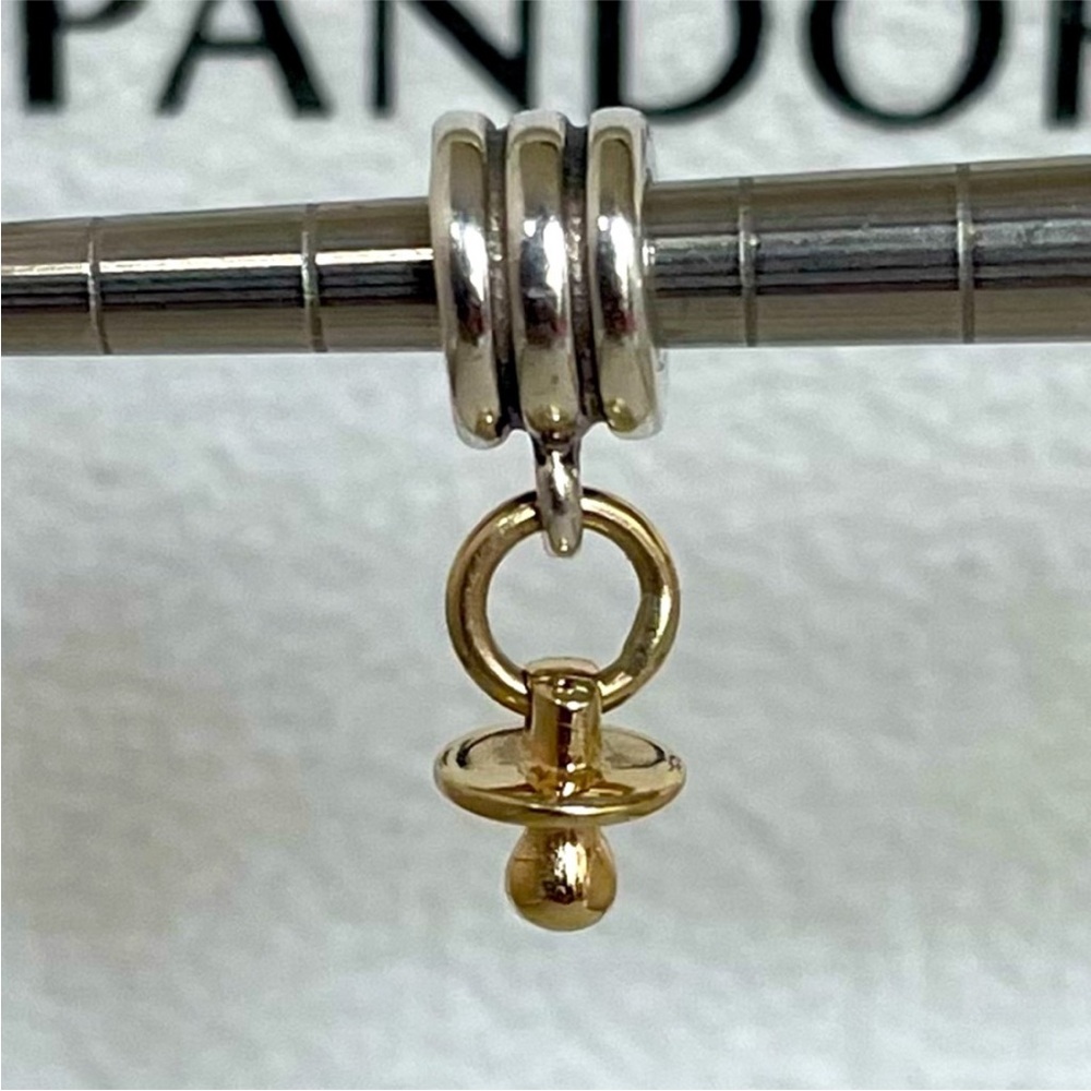 Genuine Pandora Two Tone Silver 14k Gold
Hanging Pacifier Charm
